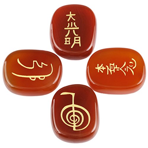 rockcloud Chakra Stones Healing Crystal Polished Engraved Palm Pocket Stone Deep Red