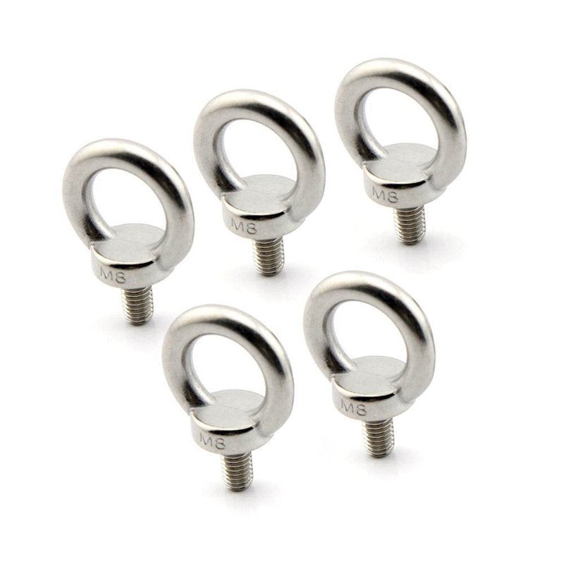 [Australia - AusPower] - Yasorn 5pcs M8/0.32" Lifting Ring Eye Bolt Stainless Steel Screw Bolt 