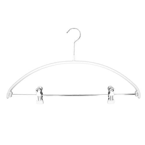 Mawa by Reston Lloyd European Non-Slip Metal Clothing Hanger, Smooth Shoulder Support & Adjustable Pant Clips, Set of 5, White Pack of 5