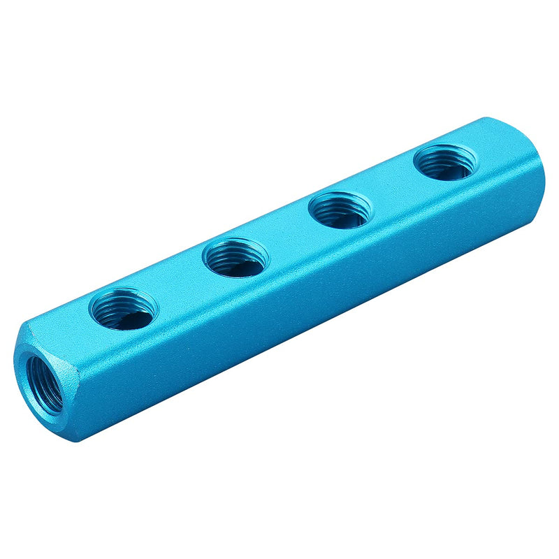 [Australia - AusPower] - Baomain Manifold Block Pneumatic 4 Way 7 Port 1/4" PT Threaded Ports Quick Connect Air Hose Inline 