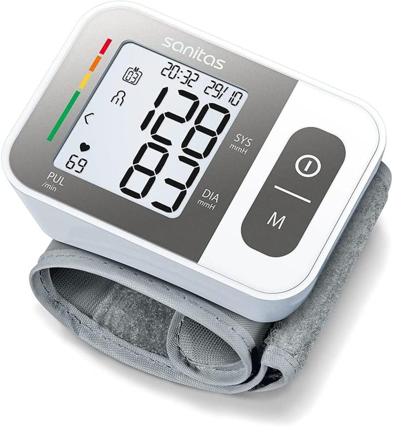 Sanitas SBC 15 Wrist Blood Pressure Monitor, Fully Automatic Blood Pressure and Pulse Monitor, Alarm for Possible Heart Rhythmia