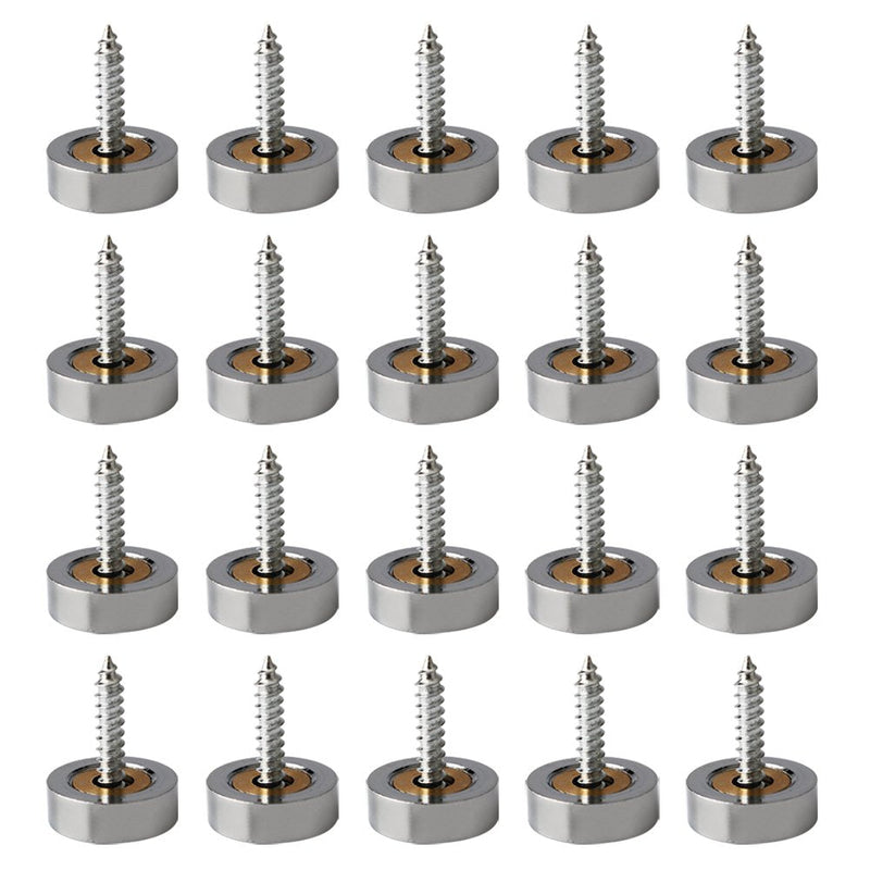 [Australia - AusPower] - Alise Brass Screw Covers Caps,Decorative Mirror Screws Cap Nails,16mm Dia Upholstery Screws Head Covers,ZS007-20P Chrome Finish,Pack of 20 15.5mm 