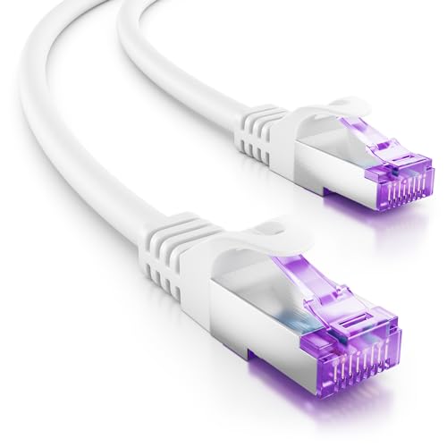 deleyCON 3,0m CAT7 Network Cable RJ45 10 Gigabit SFTP PiMF - White | Patch cable Ethernet cable, copper, for high-speed LAN, DSL, switch, modem, router, patch panel, CAT7 CAT6 CAT5 3 M