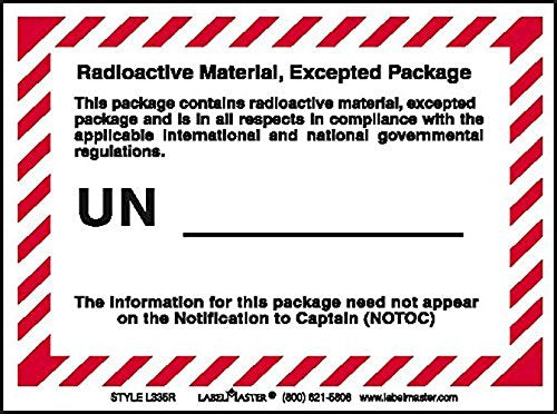 Labelmaster L335R Radioactive Material Excepted Package Label (Pack of 500)