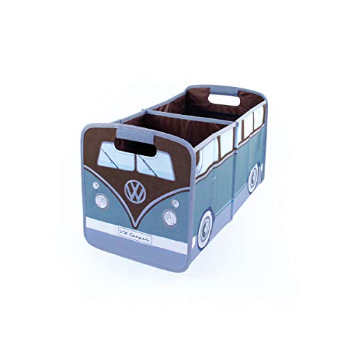 BRISA VW Collection - T1 Bus Camper Collapsible Storage Box & Shopping Bag Petrol/Brown VW T1 Bus