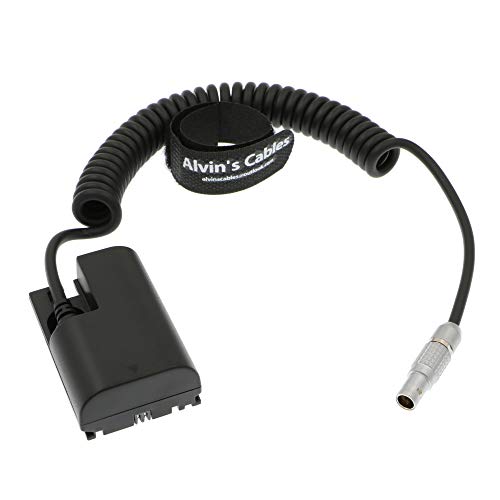 Alvin's Cables LP E6 Dummy Battery to 2 Pin Male Power Coiled Cable for Canon 5D Straight 2 pin
