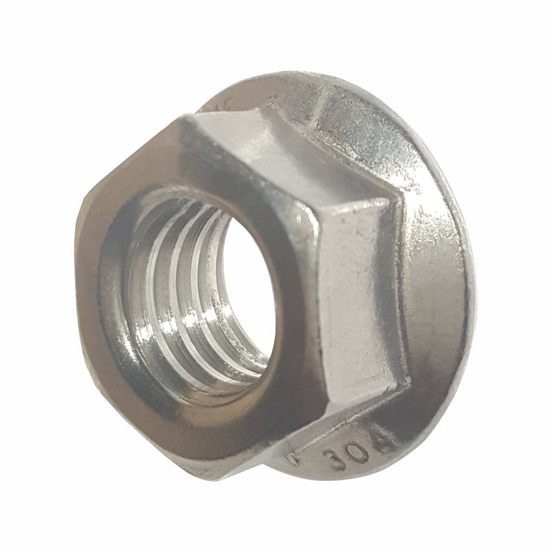[Australia - AusPower] - Serrated Flange Nuts - 3/8"-24 (25-Pack) Fine, Plain Finish, Stainless Steel 18-8 Hex Lock Hardware Nuts for Industrial & Home Use 3/8-24 (25 Pack) 