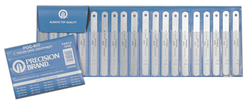 [Australia - AusPower] - Precision Brand 19G20 Assorted 20 Piece Steel Feeler Gage Poc-Kit, High Carbon Spring Steel, Sturdy Vinyl Case, 1/2″ x 5″ Blades 