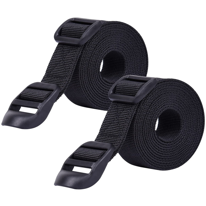 [Australia - AusPower] - Wisdompro Sleeping Bag Strap, 2 Pack of Heavy Duty Utility Straps for Backpacking, Sleeping Bag Compression, Luggage, Camping, Hiking with Plastic Buckle - 48 inch, Black 48 inches 
