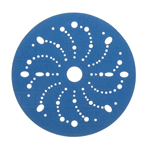 3M Hookit Blue 321U abrasive disc, 6-inch 120+ grade, multi-hole hook and loop sanding disc