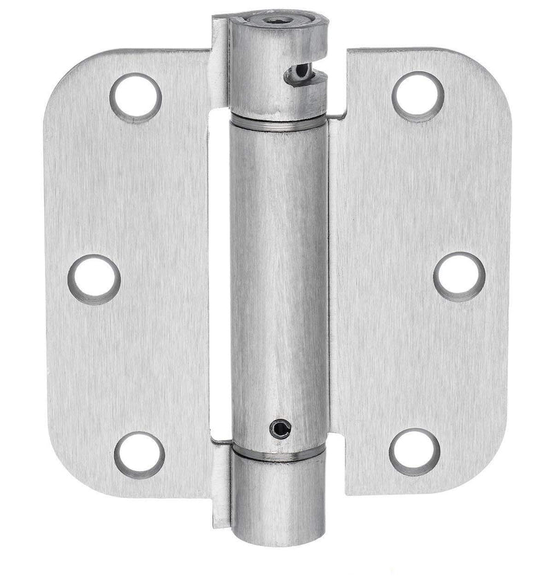 Dynasty Hardware 3-1/2" x 3-1/2" Mortise Spring Hinge with 5/8" Radius Corners, Satin Nickel - Pack of 2 Hinges