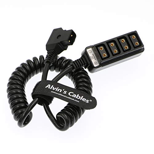 Alvin's Cables D-tap Male to 4 Port D-Tap Female Coiled Splitter Cable for Anton Bauer V-Mount Battery