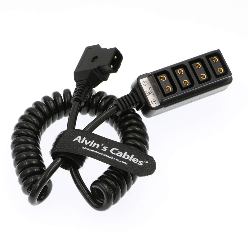 [Australia - AusPower] - Alvin's Cables D-tap Male to 4 Port D-Tap Female Coiled Splitter Cable for Anton Bauer V-Mount Battery coiled cable 1 to 4 