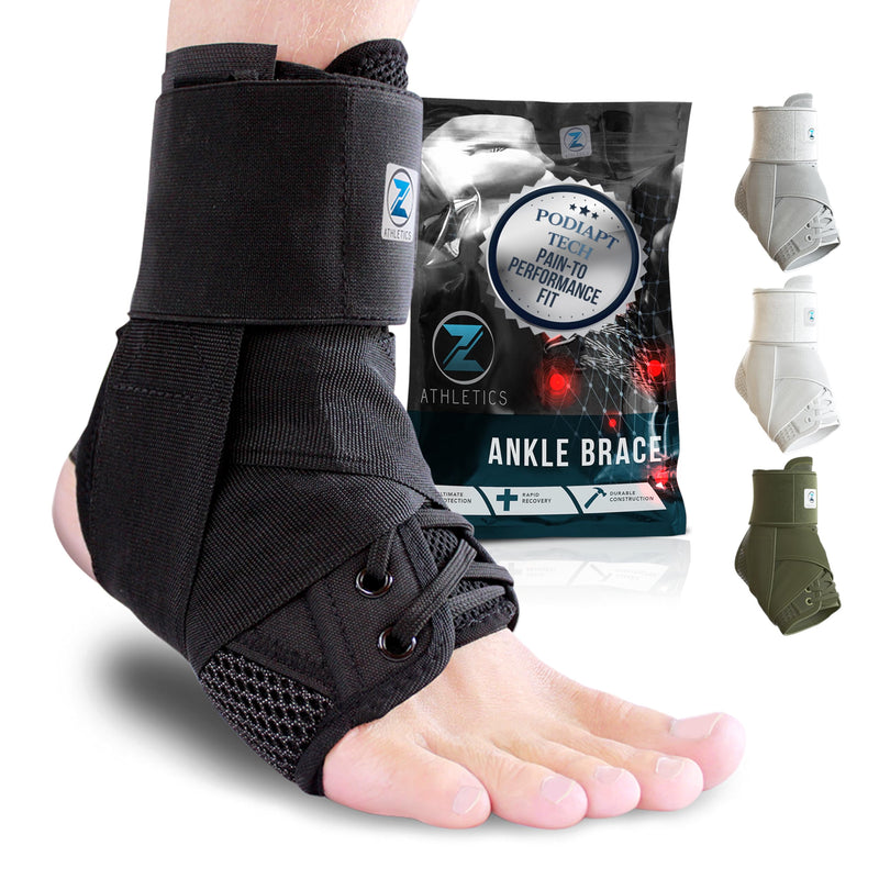 [Australia - AusPower] - Z ATHLETICS Zenith Ankle Brace, Lace Up Adjustable Support  for Running, Basketball, Injury Recovery, Sprain! Ankle Support Wrap for Men, Women, and Children (Black, Medium) Medium (Pack of 1) Black 