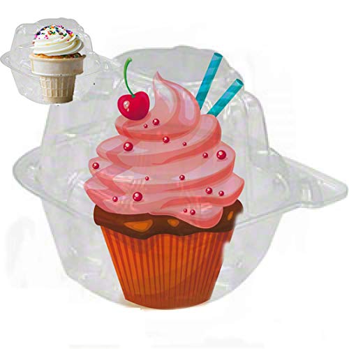 50 jumbo individual cupcake containers large Strong Quality Clear individual Cupcake and Muffin Containers plastic disposable single Compartment cupcake containers individual jumbo cupcake containers) 50 single cupcake containers