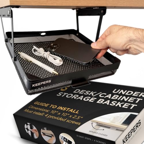 KEEPERS Anything Keeper — Compact 11x10in Under-Cabinet Slide-Out Drawer, Hidden Steel Organizer for K-Cups & Desk Items, RV & Small Kitchen — Black Large - Anything Keeper