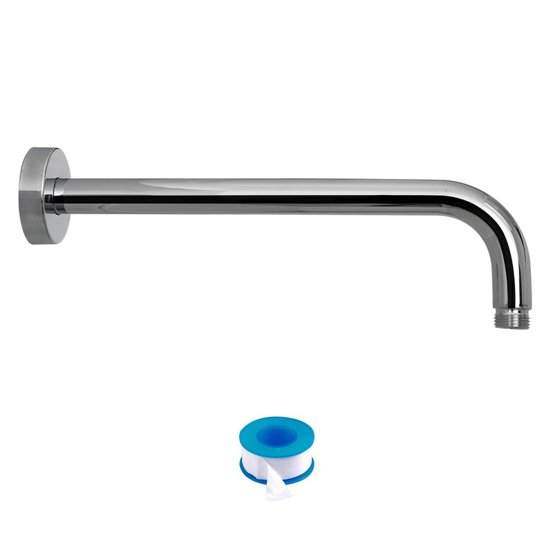 Lordear Wall Mounted Shower Arm, 16 Inch Shower Pipe with Flange, 1/2 NPT Round Shower Stem for Shower Head, Chrome 16 Inch - Round