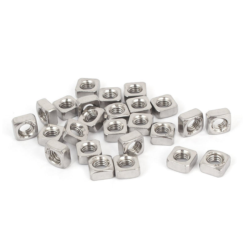 [Australia - AusPower] - uxcell M6 Machine Screw 304 Stainless Steel Square Nuts Silver Tone 25Pcs 
