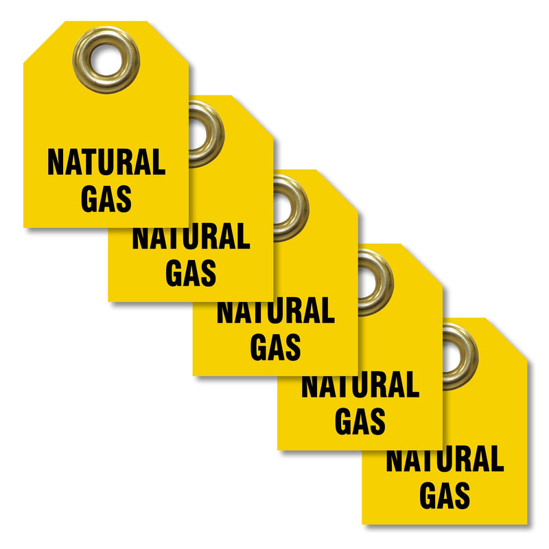 Accuform TDW218 Plastic"Natural Gas" Valve IDENTIFIER Tag, 2-1/2" H x 2" W, Black on Yellow (Pack of 5)