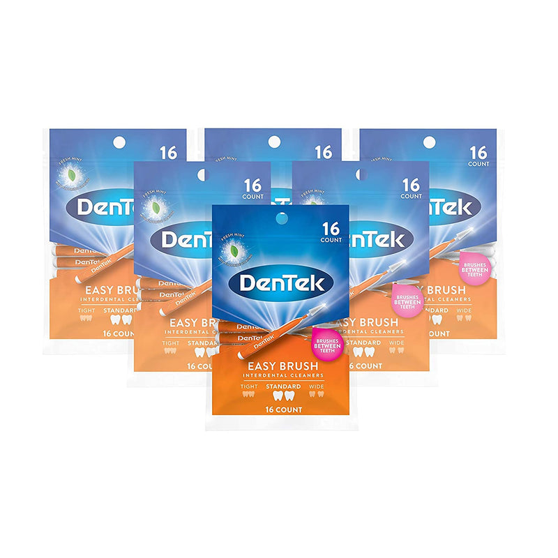 [Australia - AusPower] - DenTek Easy Brush Dental Cleaners, Standard, 16 Count (Pack of 6) 16 Count (Pack of 6) 