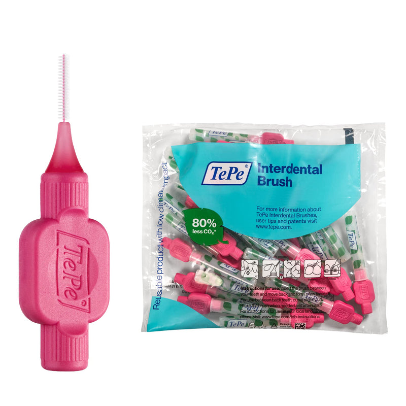 [Australia - AusPower] - TEPE Interdental Brush Original, Soft Dental Brush for Teeth Cleaning, Pack of 25, 0.40 mm, Extra-Small/Small Gaps, Pink, Size 0 25 Count (Pack of 1) 