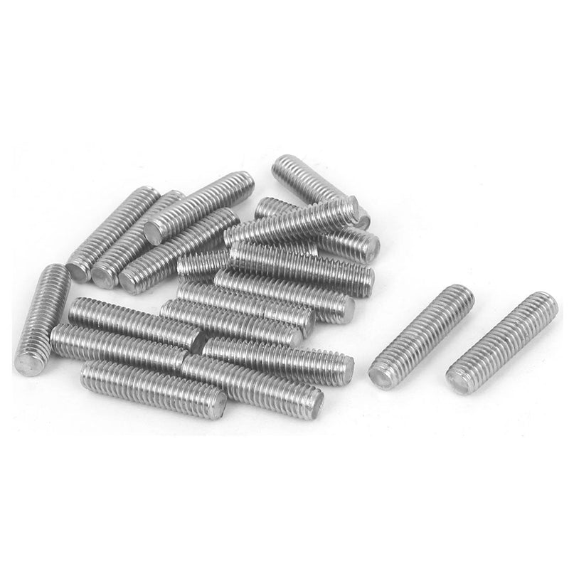 [Australia - AusPower] - uxcell M6 x 25mm Fully Threaded 304 Stainless Steel Rod Bar Studs Silver Tone 20 Pcs 