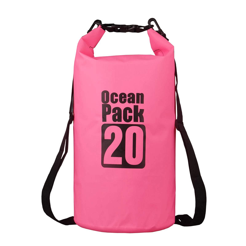 2L/3L/5L/10L/15L/20L/30L 500D Tarpaulin Heavey-Duty PVC Water Proof Dry Bag Sack for Kayaking/Boating/Canoeing/Fishing/Rafting/Swimming/Camping/Snowboarding Pink 20L