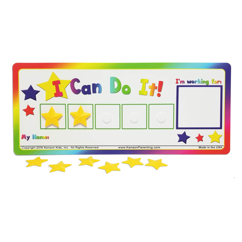 [Australia - AusPower] - I Can Do It! Token Board. Colorful Magnetic Rewards Chart with Positive-Reinforcement Stars and Customizable Goal Box. Great for Ages 3-10. Measures 5-Inches by 11-Inches 