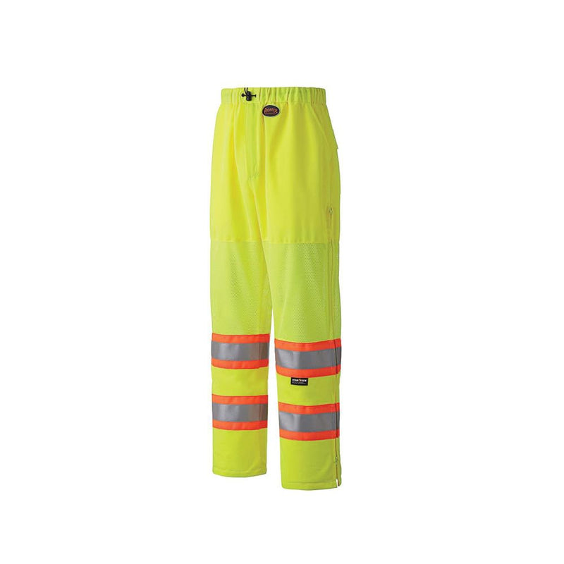 Pioneer Hi Vis Lightweight Traffic Safety Work Pants for Men & Women - Reflective Tape - Leg Zippers - Yellow/Green 3X-Large