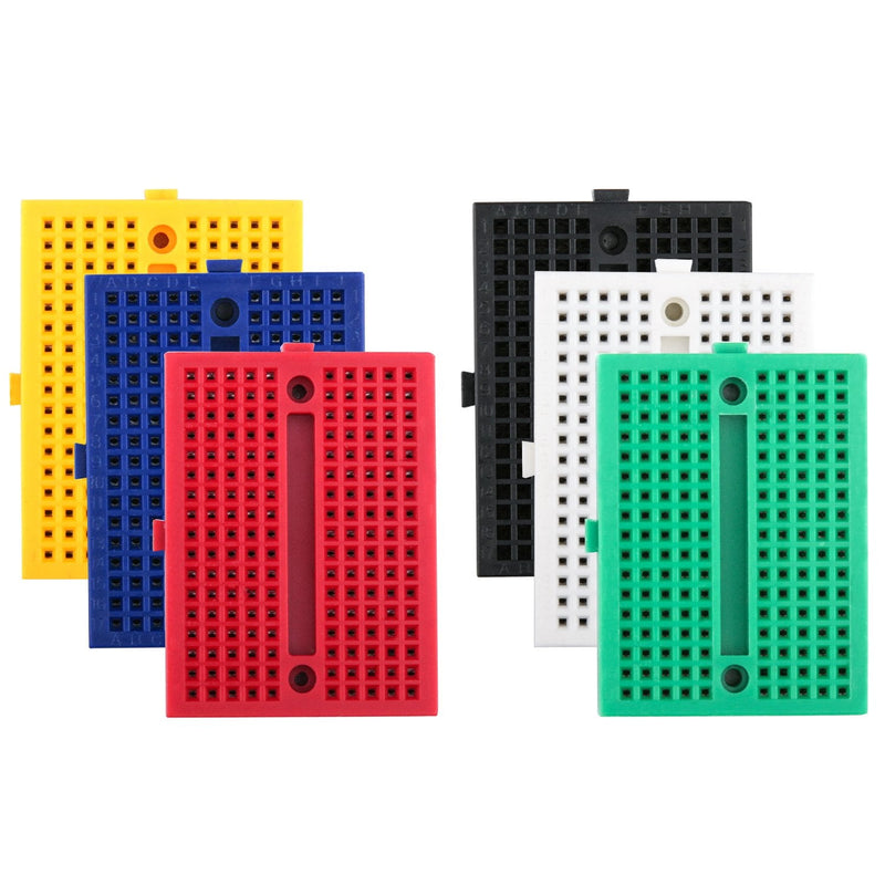 Elegoo Set of 6 170 Pin Breadboard Mini Breadboard Compatible with Arduino | 6 Pegboards (Red, Blue, Yellow, Green, White, Black), Self Adhesive, ABS Plastic for Prototyping & STEM Projects
