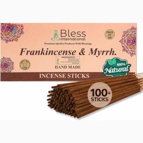 Bless-Organic-Frankincense-and-Myrrh 100%-Natural-Handmade-Incense-Sticks Frankincense & Myrrh 100 Sticks (5.25 OZ/150 GM)