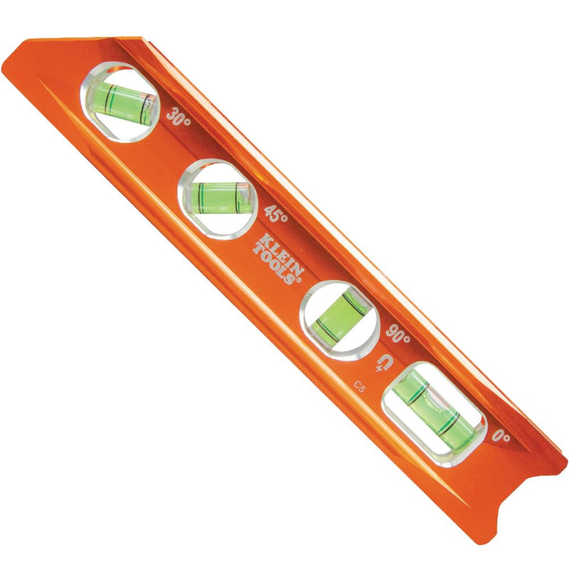 [Australia - AusPower] - Klein Tools 935RB Torpedo Level, 8-Inch Billet Magnetic Level, 0/30/45/90 Degree Vials, V-Groove, Tapered Nose, High-Visibility Vial and Body Standard 