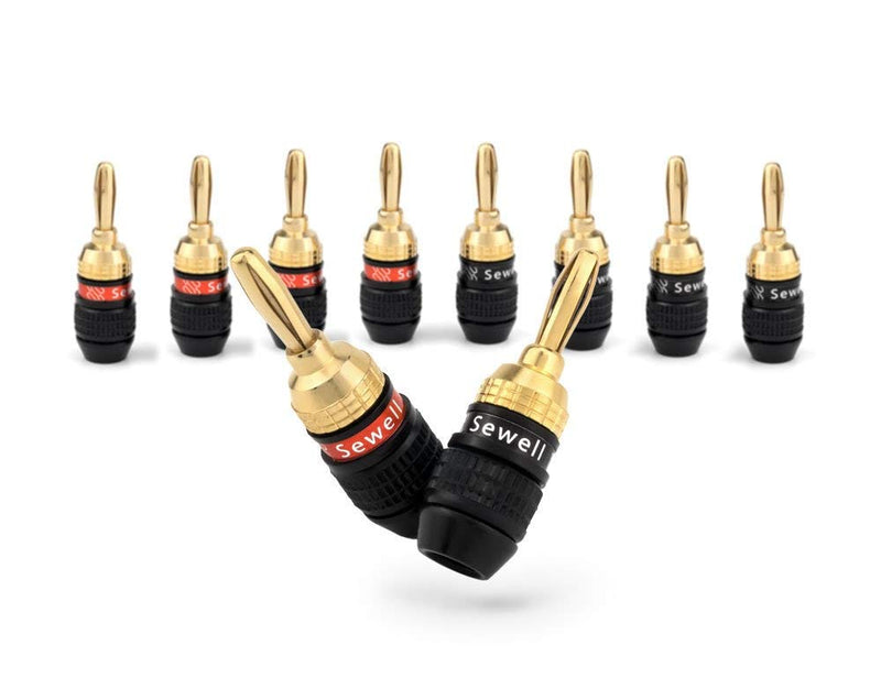 [Australia - AusPower] - Deadbolt Banana Plugs 5-Pairs by Sewell, Gold Plated Speaker Plugs, Quick Connect 5 Pairs Deadbolt Banana Plugs 