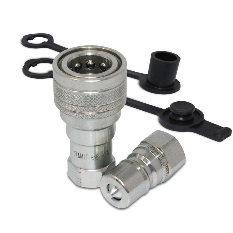 [Australia - AusPower] - Summit Hydraulics 3/8" NPT ISO 7241-B Quick Disconnect Hydraulic Coupling/Coupler Set 
