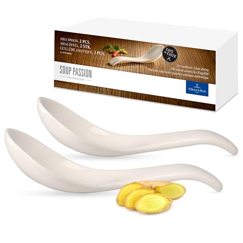 Villeroy & Boch Soup Passion Asia Spoon Set, Porcelain, White, 5.75 in Traditional
