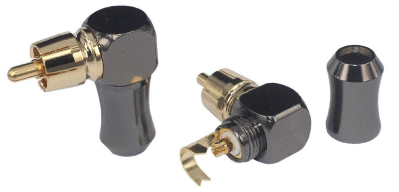 [Australia - AusPower] - KK-01-4 [4Pcs 90° Angle] Hi End RCA Male Plug Adapter Audio Phono Gold Plated Solder Connector KK-01-4 