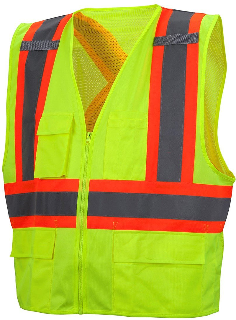 Pyramex Safety RCZ2410XL RCZ24 Series Vest Hi-Vis Lime Vest with Contrasting Reflective Tape - Size Extra Large X-Large Yellow