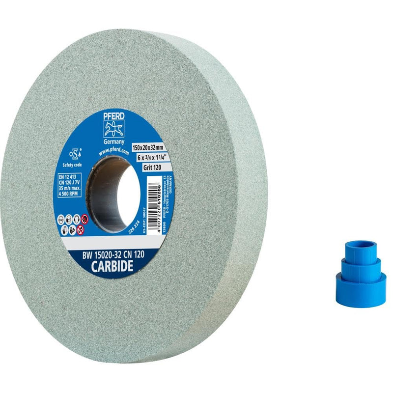 Pferd Bench Grinding Wheel 150 x 20 x 32 mm - With Integrated Reducing Sleeves (25/20/16 mm) Grain size: 120 150x20x32mm