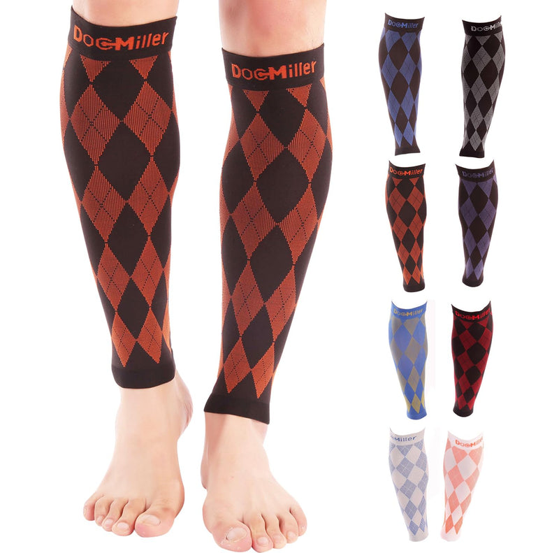 [Australia - AusPower] - Doc Miller Compression Calf Sleeve for Men & Women, 20-30mmHg Support for Running, Calf Tear, Knee High, 1 Pair Orange. Black Small 