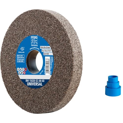 Pferd Bench Grinding Wheel 150 x 20 x 32 mm - With Integrated Reducing Sleeves (25/20/16 mm) Universal 150x20x32mm Grain size: 60