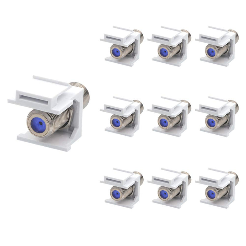 [Australia - AusPower] - VCE Coax Keystone Jack Insert 10-Pack, 3GHz Coaxial Cable Connector, F-Type RG6 Cable Extender Female to Female for Wall Plate and Patch Panel, Nickel-Plated 