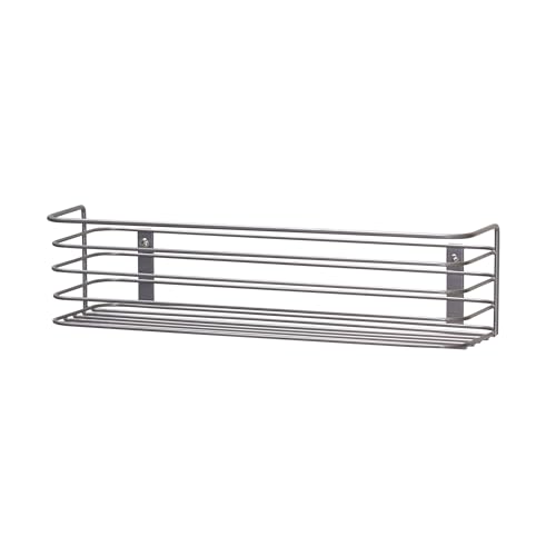 Household Essentials 1226-1 Long Basket Door Mount Cabinet Organizer | Mounts to Solid Cabinet Doors or Walls Nickel Powder Finish Low Rack