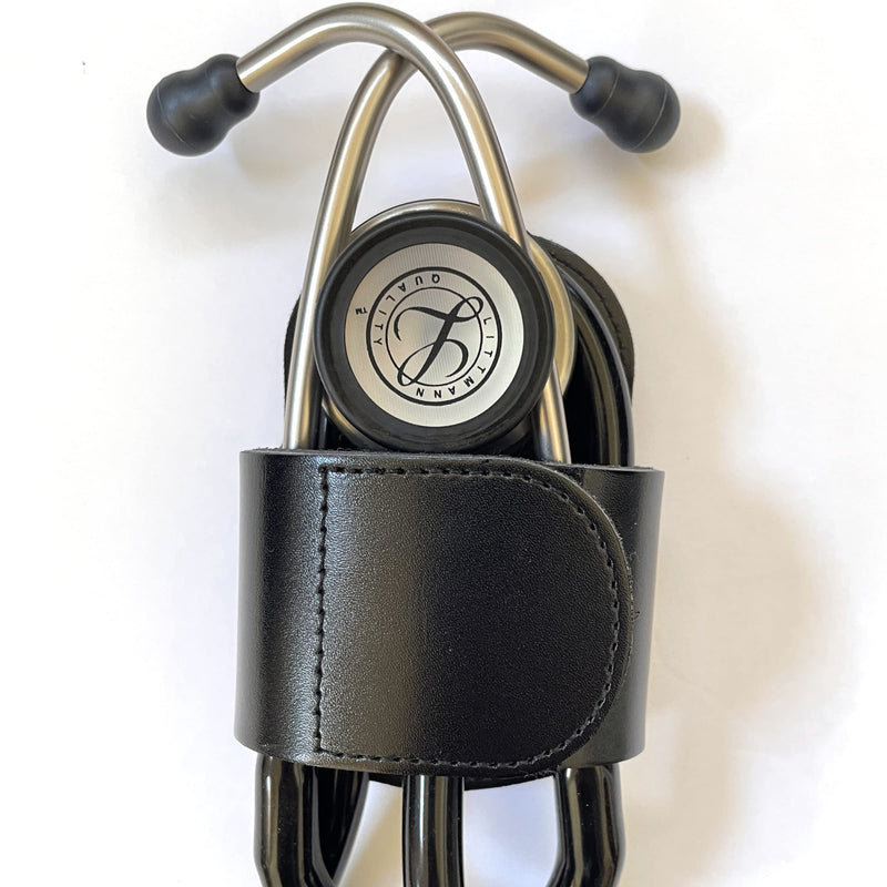 [Australia - AusPower] - Stethoscope Holder with Velcro Closure and Padded Hip/Belt Clip for Littmann - Genuine Leather Universal Stethoscope Holster 