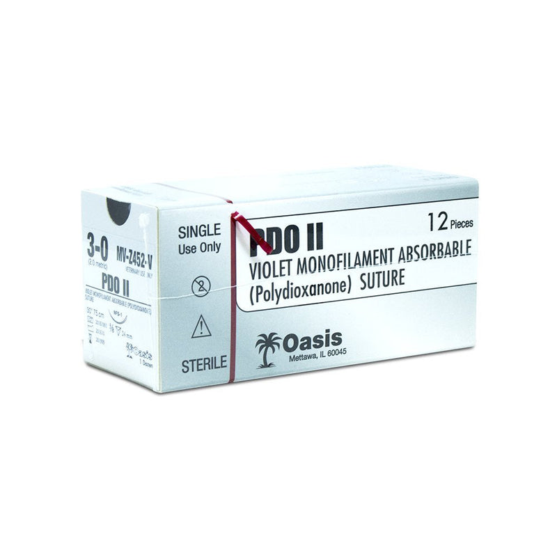 [Australia - AusPower] - box of 12 PDVet 75cm 3-0 Polydioxanone Suture with 3/8 24mm rev cutting needle 