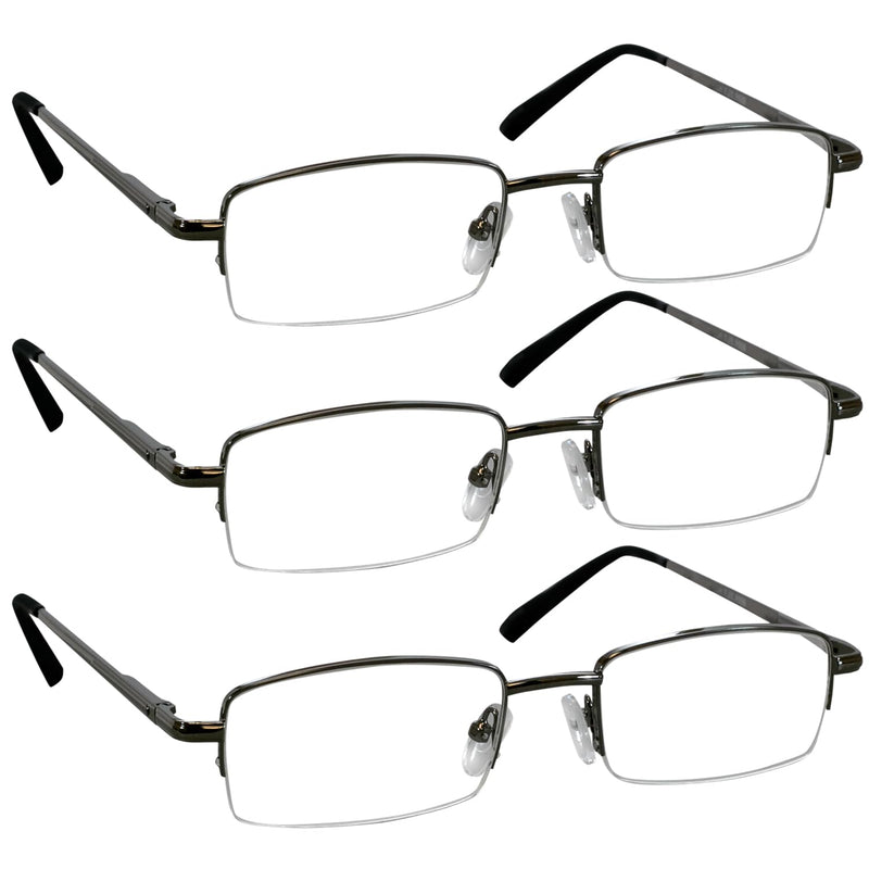 [Australia - AusPower] - TruVision Readers 9509H Reading Glasses for Men or Women, 1/3 Pk 09h-3 Gunmetal 2.5 x 