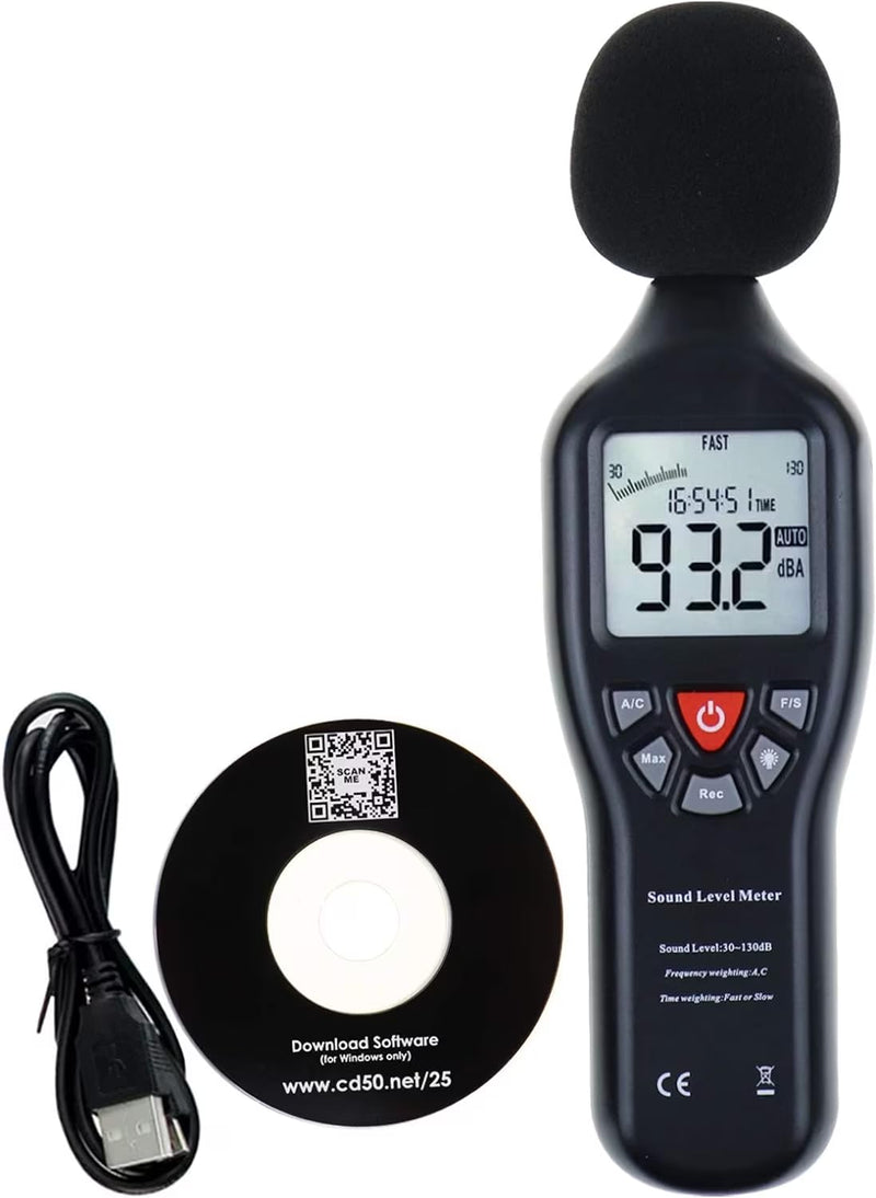 GAIN EXPRESS Decibel Meter, Sound Level Meter, Digital dB Meter with LCD Display, A/C Weighted, Decibel Meter Range 30-130 dB, Data Hold Function Noise Meter With data storage function