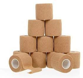 [Australia - AusPower] - California Basics Self-Adhesive Bandage Wrap - 4 inch, 12 Pack - Suitable for All Sports - Breathable Athletic Tape for Wrists - Knee and Ankle 2 Inch x 5 yard- Pack of 12 Brown 