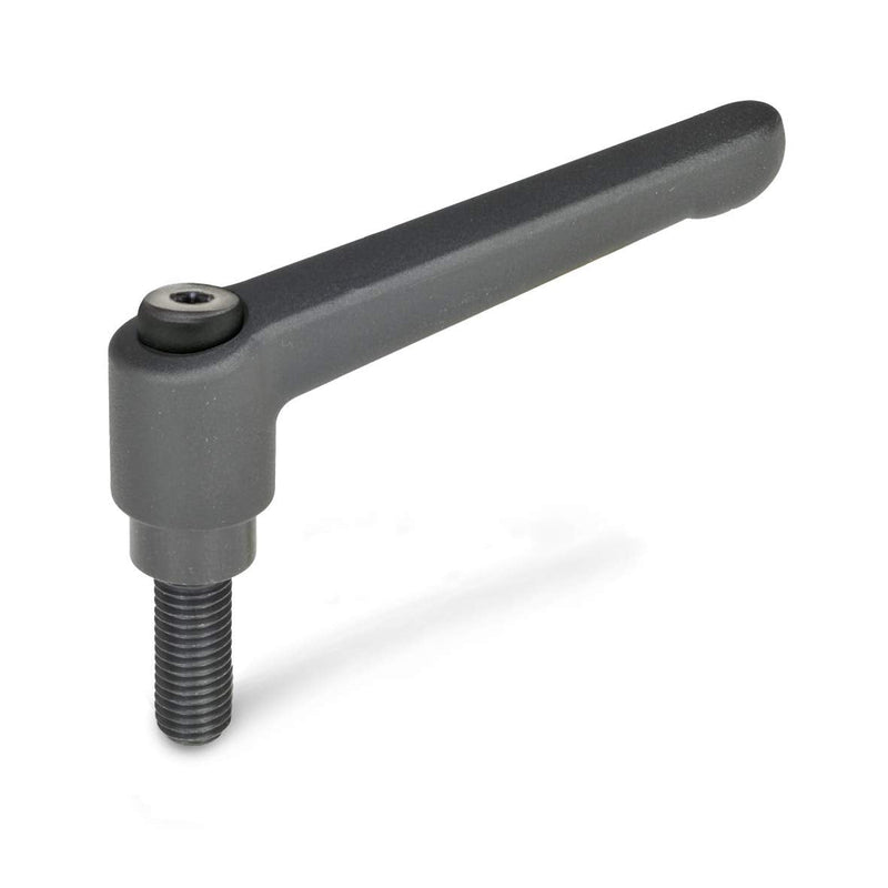 Ganter Standard Elements Adjustable Clamping Lever with Thread Screw (Pack of 1, Black/Structured Matt, Green 300 Audio M12 – 40 – Black Thread: M12x40mm