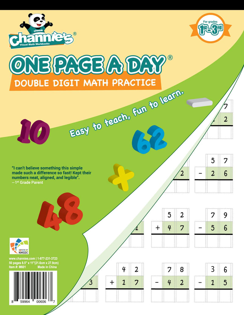 [Australia - AusPower] - Channie's One Page A Day Double Digit Math Problem Workbook for 1st Graders, 2nd Graders, and 3rd Grade Simply Tear Off On Page a Day For Math Repetition Exercise! Addition and Subtraction Workbook 