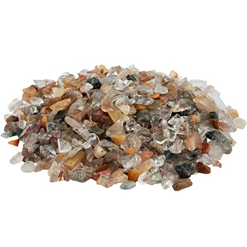 rockcloud 1 lb Small Tumbled Chips Crushed Stones for Home Decor Multi Mixed Stone